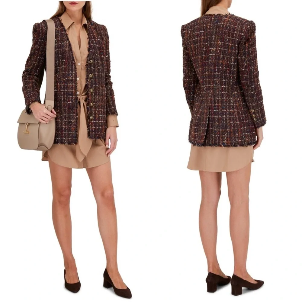 Veronica Beard Doris Dickey Metallic Bouclé-Tweed Jacket Blazer - Picture 4 of 10